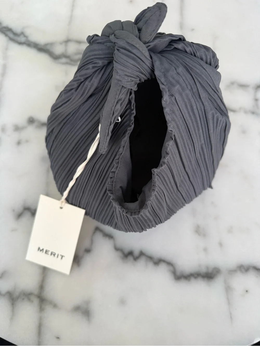 Pleated Knot Shoulder Bag - Charcoal